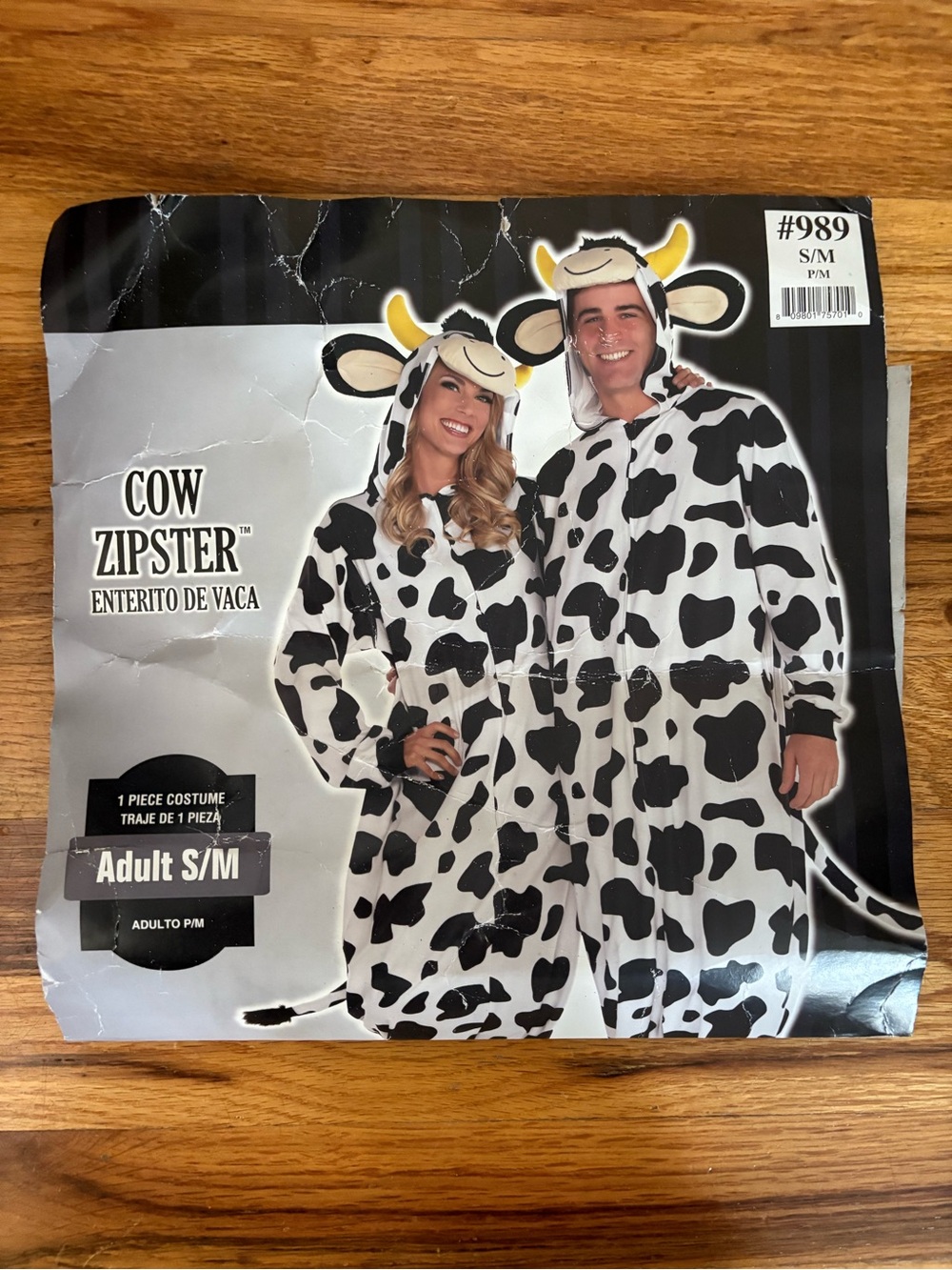 Cow Zipster Adult Onesie Hooded Jumpsuit Costume. Black and White